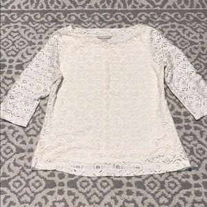 Off White Banana Republic 3/4 Sleeve Lace Top